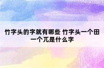 竹字头的字就有哪些 竹字头一个田一个兀是什么字